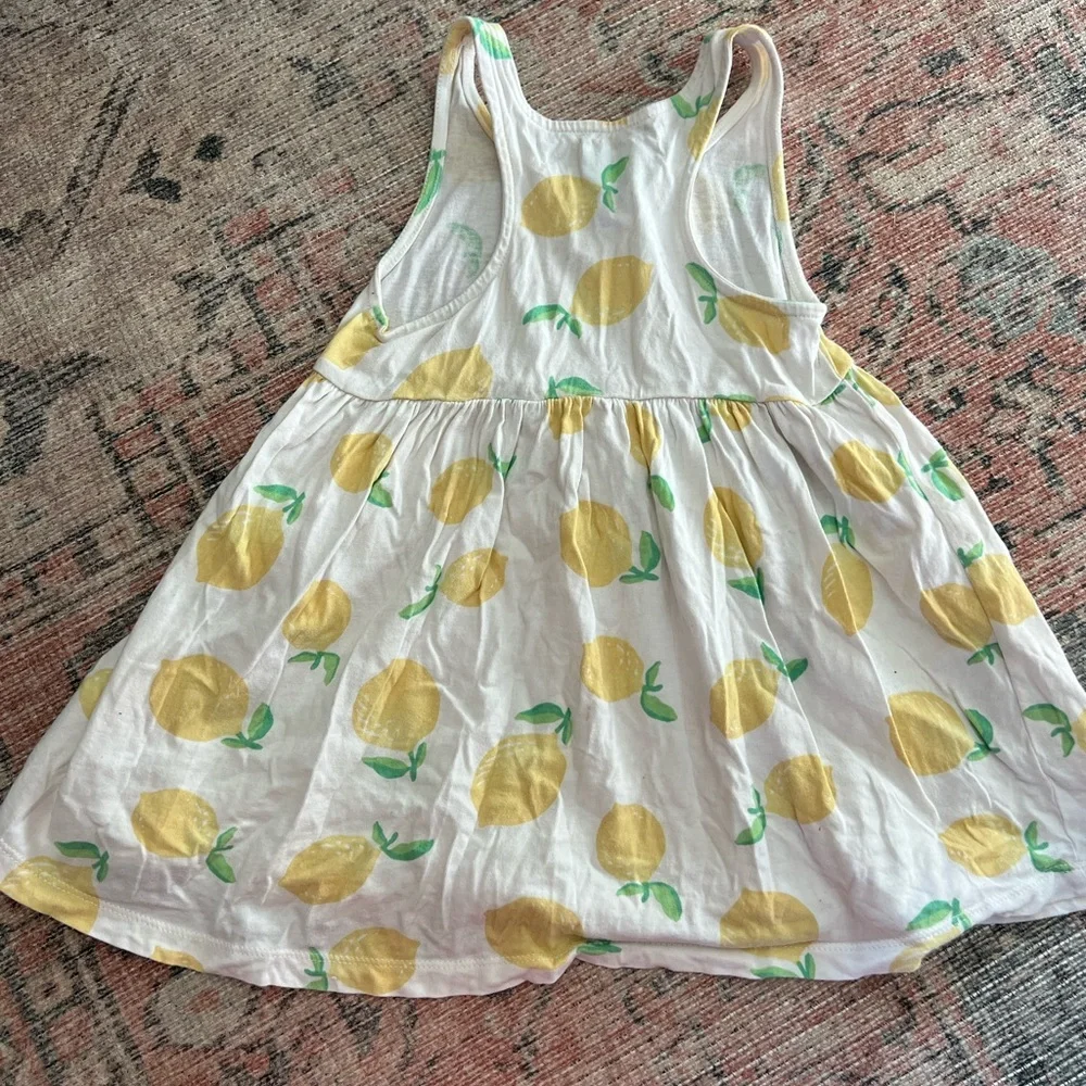 Gap Toddler Girl White Lemon Print Cotton Play Dress Size 3t